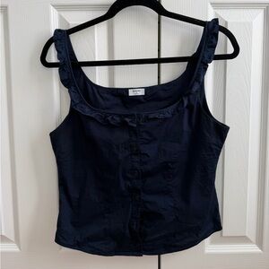 Aritzia Dark Blue Button-Up Blouse